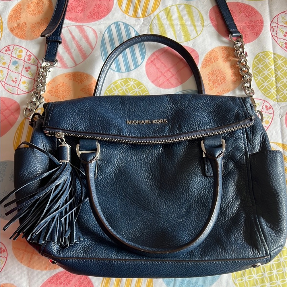 Michael Kors Navy Blue Leather Handbag